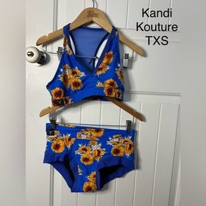 Kandi Kouture Kids Blue Sunflower Swim Set